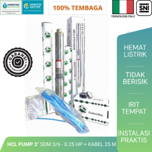 Pompa Sibel HCL Pump 3" SDM 3/6 – 0.25 HP+Kabel 25 Meter