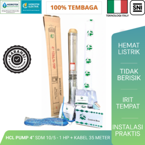 Pompa Air Submersible HCL Pump 4" SDM 10/5 – 1 HP+Kabel 35 Meter