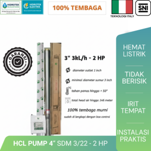 Pompa Air Submersible HCL Pump 4" SDM 3/22 – 2 HP