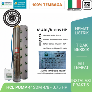 Pompa Air Submersible HCL Pump 4" SDM 4/8 – 0.75 HP