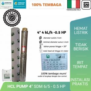 Pompa Air Submersible HCL Pump 4" SDM 6/5 – 0.5 HP