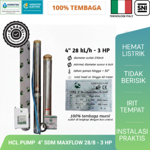 Pompa Air Submersible HCL Pump 4" 3 HP MAXFLOW 28/8 – Hidrotek Nusantara Ponorogo