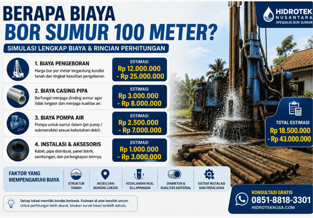 Rincian estimasi biaya bor sumur 100 meter