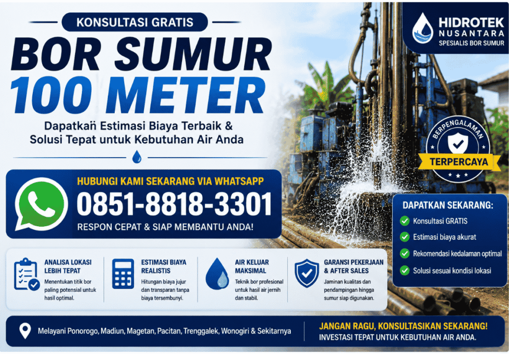 Tukang Bor Sumur 100 Meter Jawa Timur