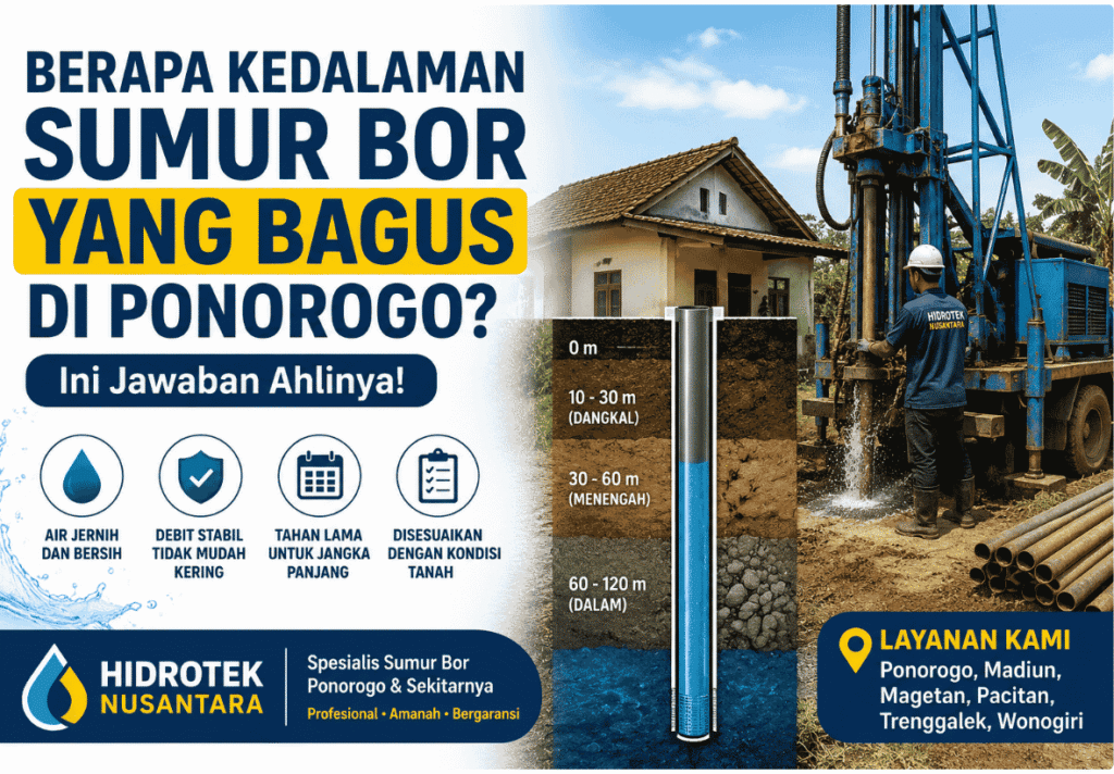 berapa kedalaman sumur bor ponorogo yang bagus