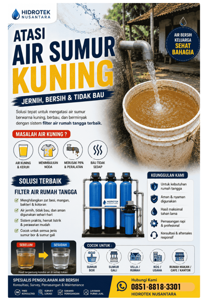 cara mengatasi air sumur kuning menggunakan filter air rumah tangga terbaik