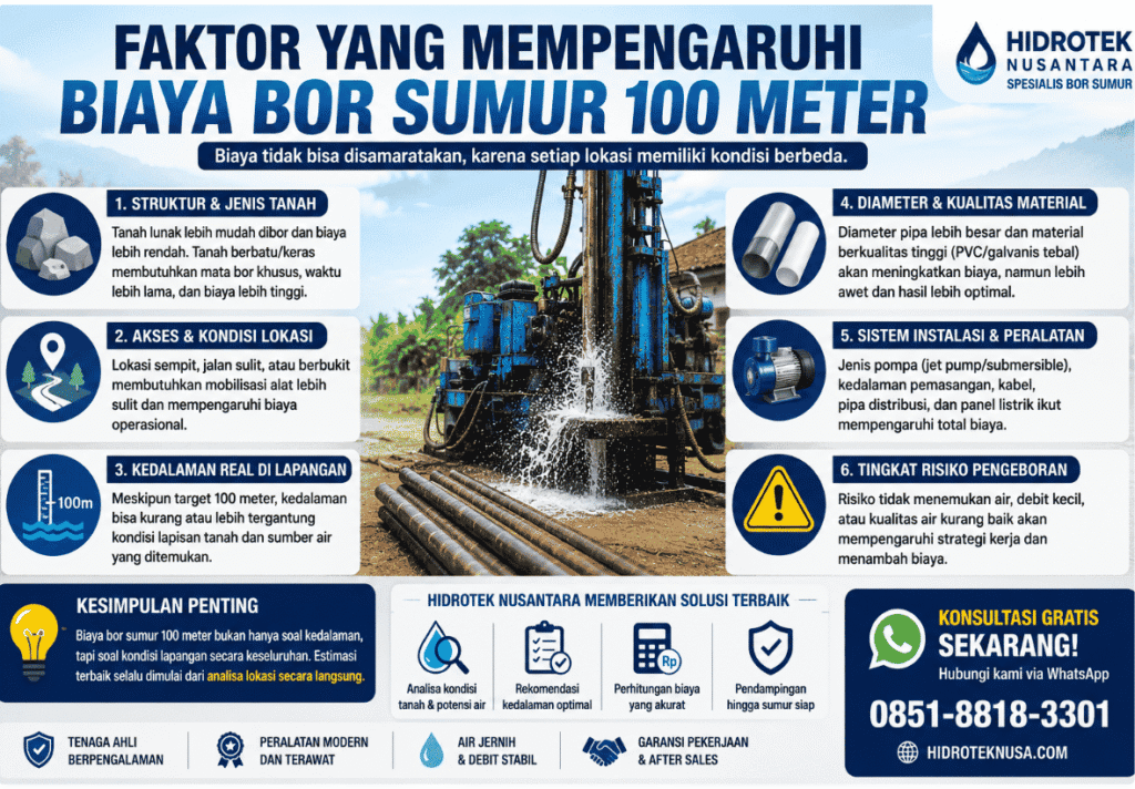 faktor harga bor sumur 100 meter