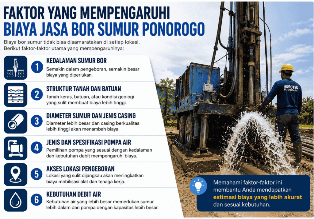 faktor yang mempengaruhi biaya jasa bor sumur