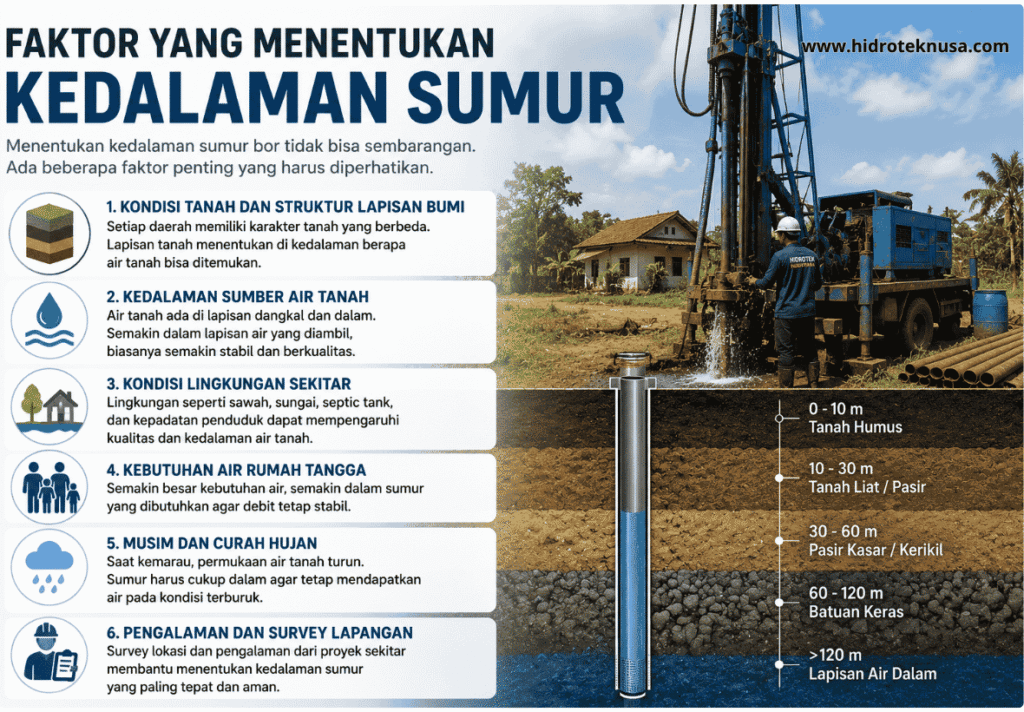 faktor yang menentukan kedalaman sumur bor