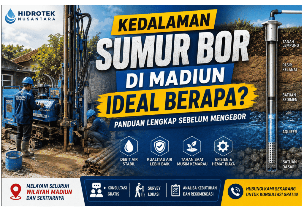 Kedalaman sumur bor di madiun idealnya berapa