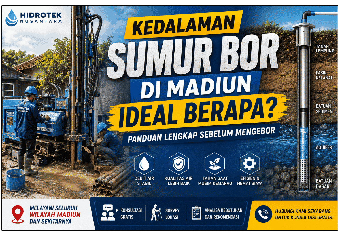 Kedalaman sumur bor di madiun idealnya berapa