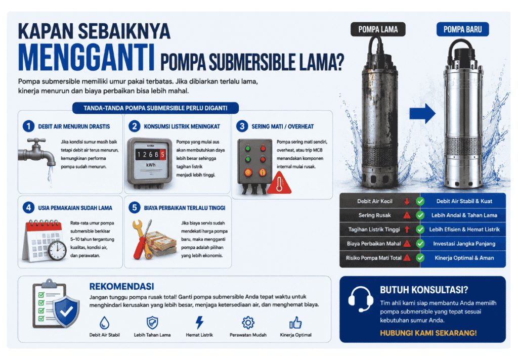 kapan sebaiknya ganti pompa submersible