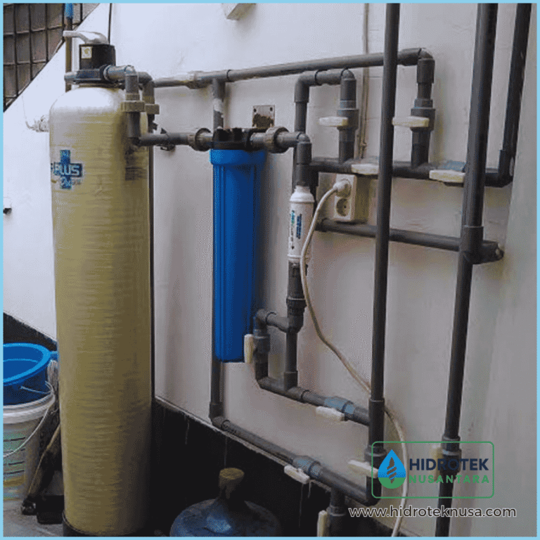 Sistem penyaringan air sumur bor dengan tabung filter